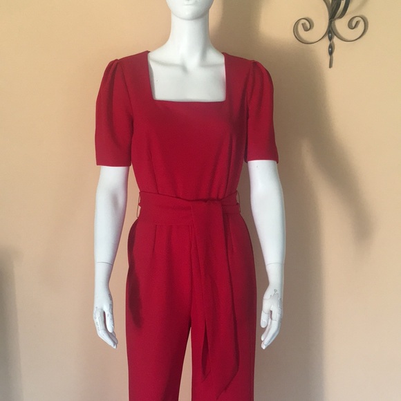 Alex Marie red short sleeves, square neck  Jumpsuit/Romper square neck size S - Picture 2 of 14